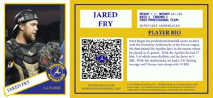 Jared Fry NFT baseball trading card Houston Apollos 2021 independent professional minor league baseball team