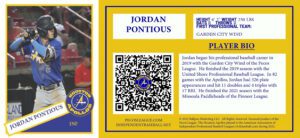 Jordan Pontious NFT baseball trading card Houston Apollos 2021 independent professional minor league baseball team