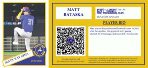 Matt Bataska NFT baseball trading card Houston Apollos 2021 independent professional minor league baseball team
