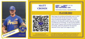 Matt Cronin NFT baseball trading card Houston Apollos 2021 independent professional minor league baseball team