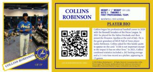 Collins Robinson NFT baseball trading card Houston Apollos 2021 independent professional minor league baseball team great-grandson of Jackie Robinson