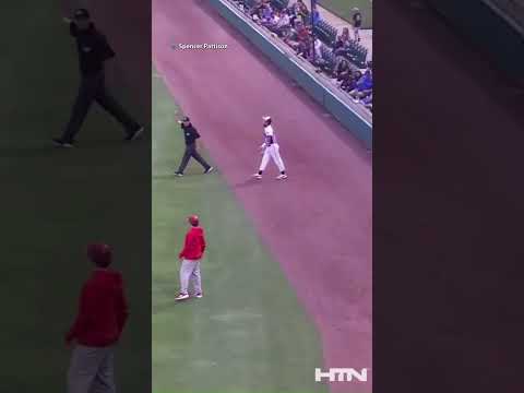 Joe Johnson makes a spectacular leaping catch against the netting! #birddawgs #baseball #indyball